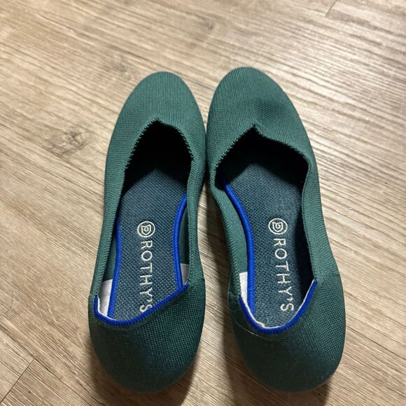 Rothys The Flat Retired Women US 11.5 Green Blue Luxury Ballet Flats - Picture 2 of 7